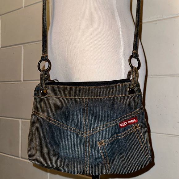 BONGO Handbags - Vintage BONGO Y2K denim railroad striped jean crossbody bag purse pockets zipper